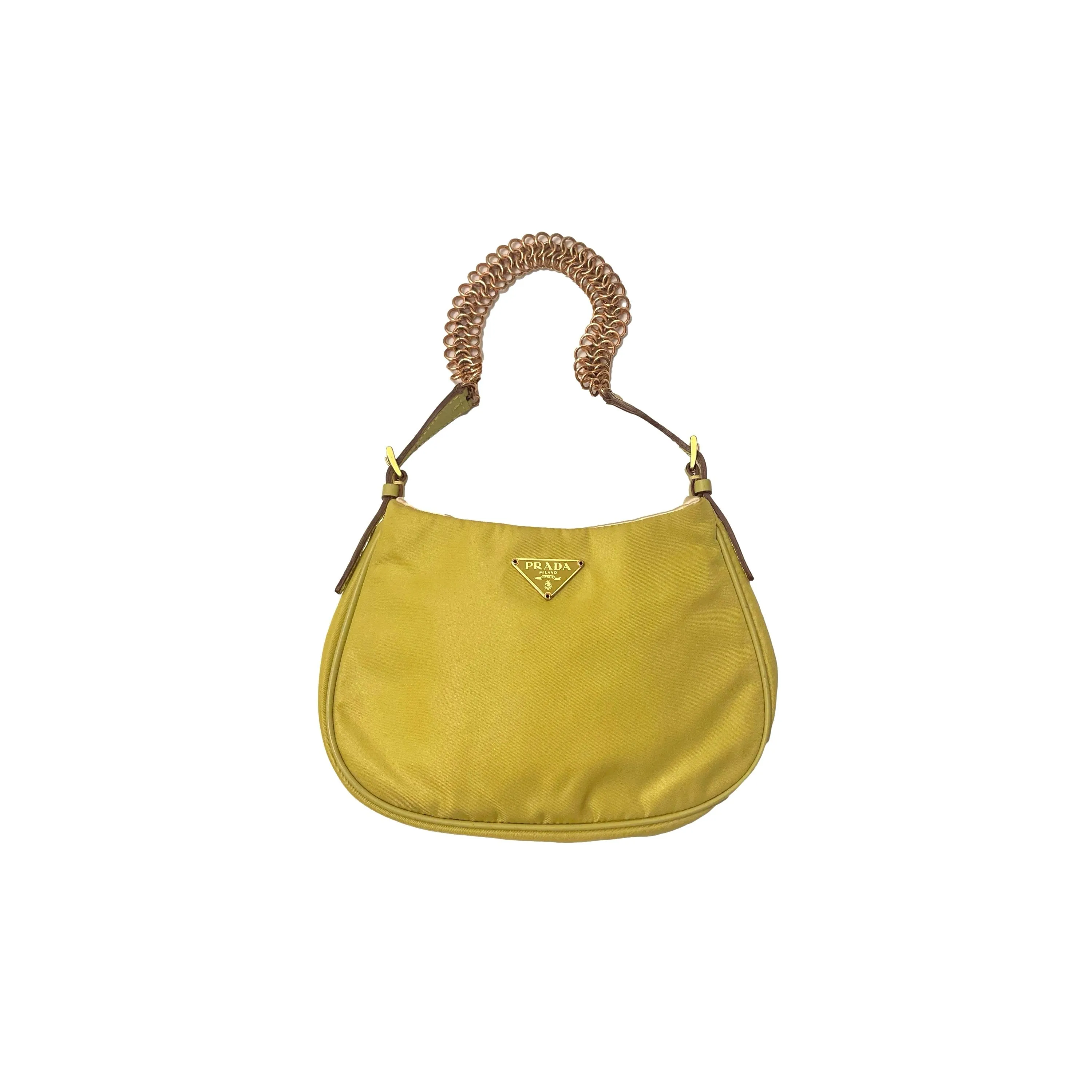 Prada Chartreuse Mini Nylon Chain Bag