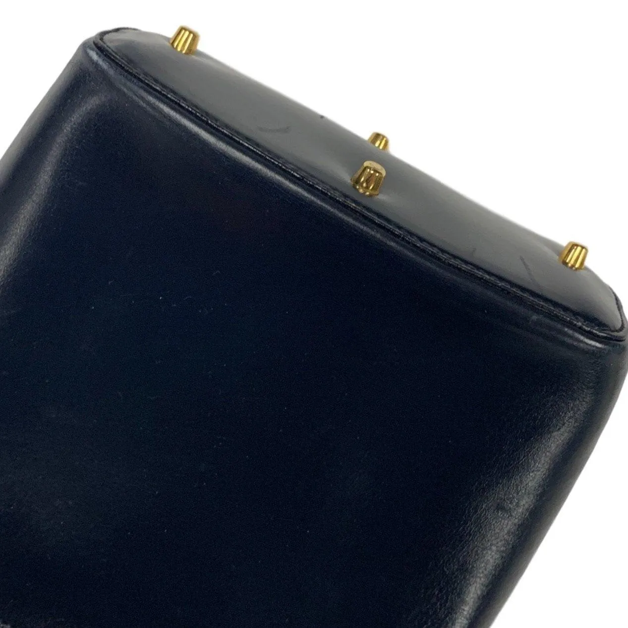 Prada Navy Logo Buckle Top Handle Bag