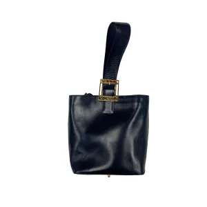 Prada Navy Logo Buckle Top Handle Bag