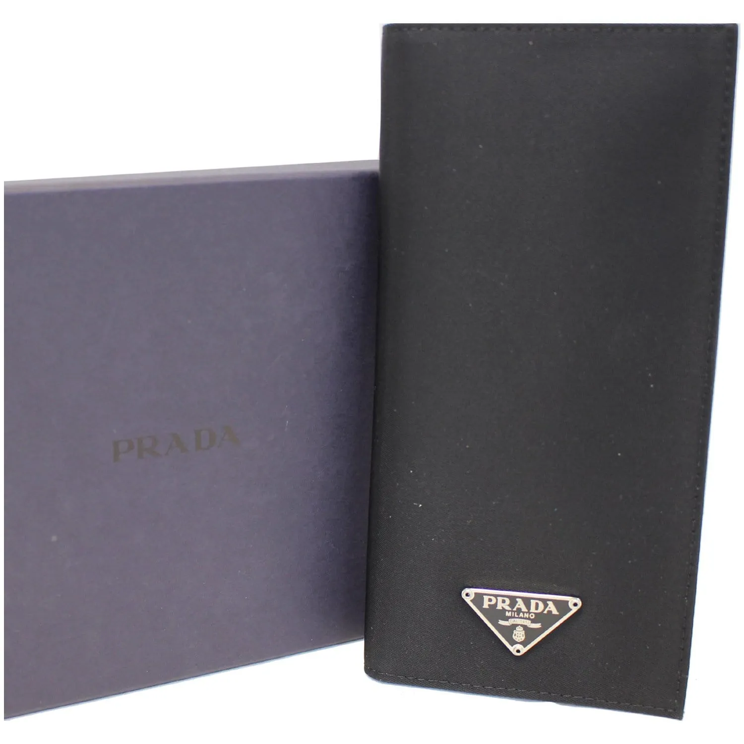 PRADA Nylon Checkbook Cover Wallet Black