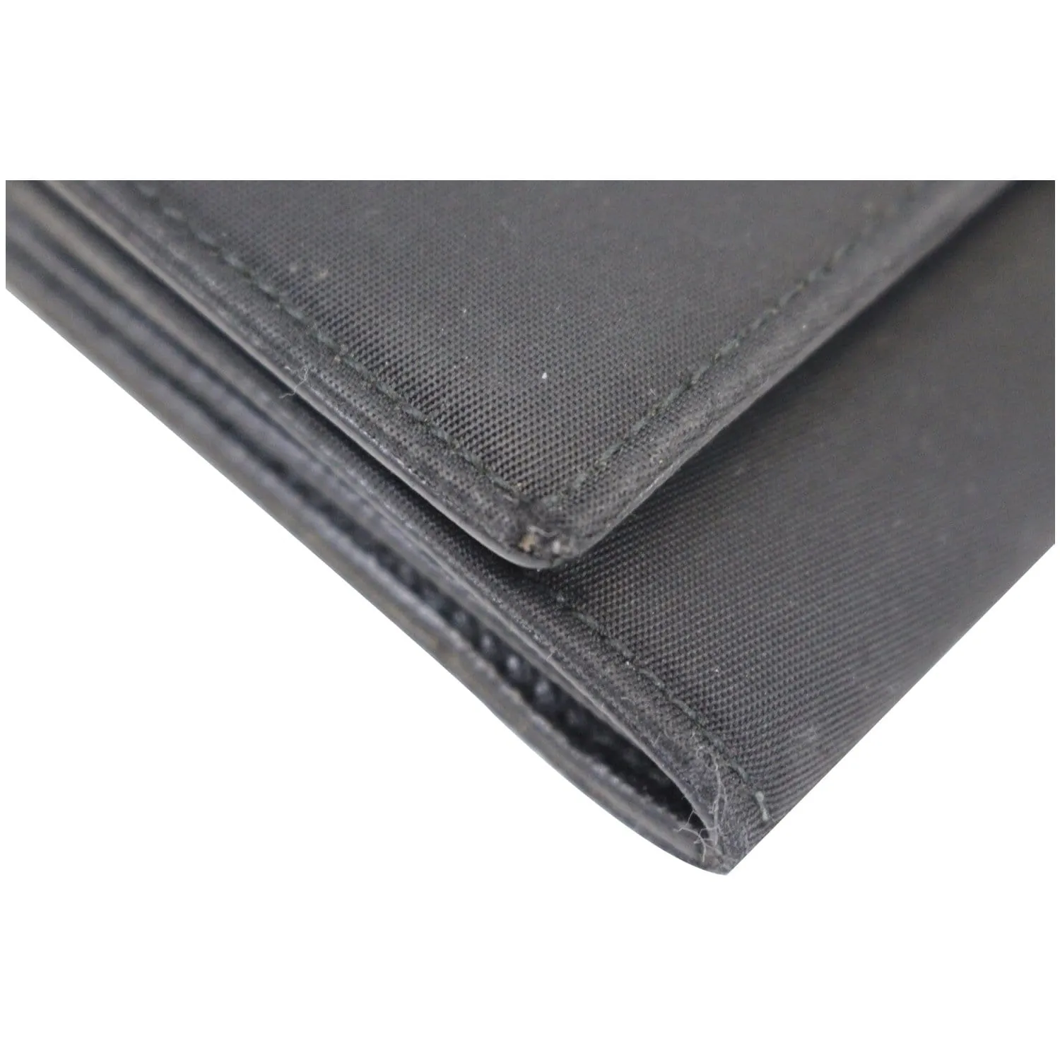 PRADA Nylon Checkbook Cover Wallet Black