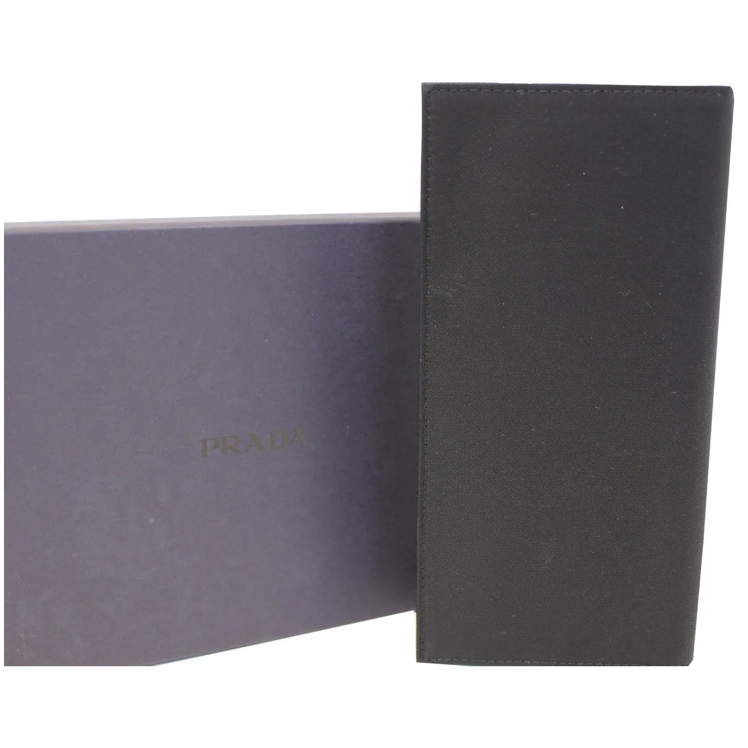 PRADA Nylon Checkbook Cover Wallet Black