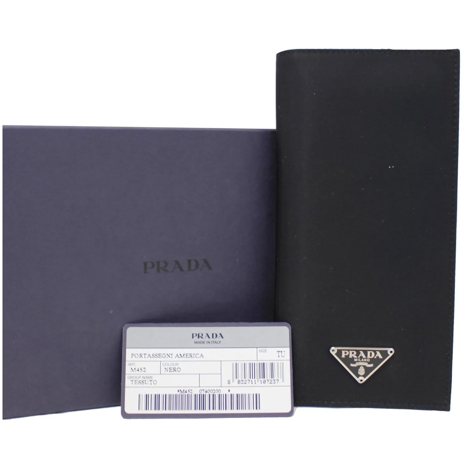 PRADA Nylon Checkbook Cover Wallet Black