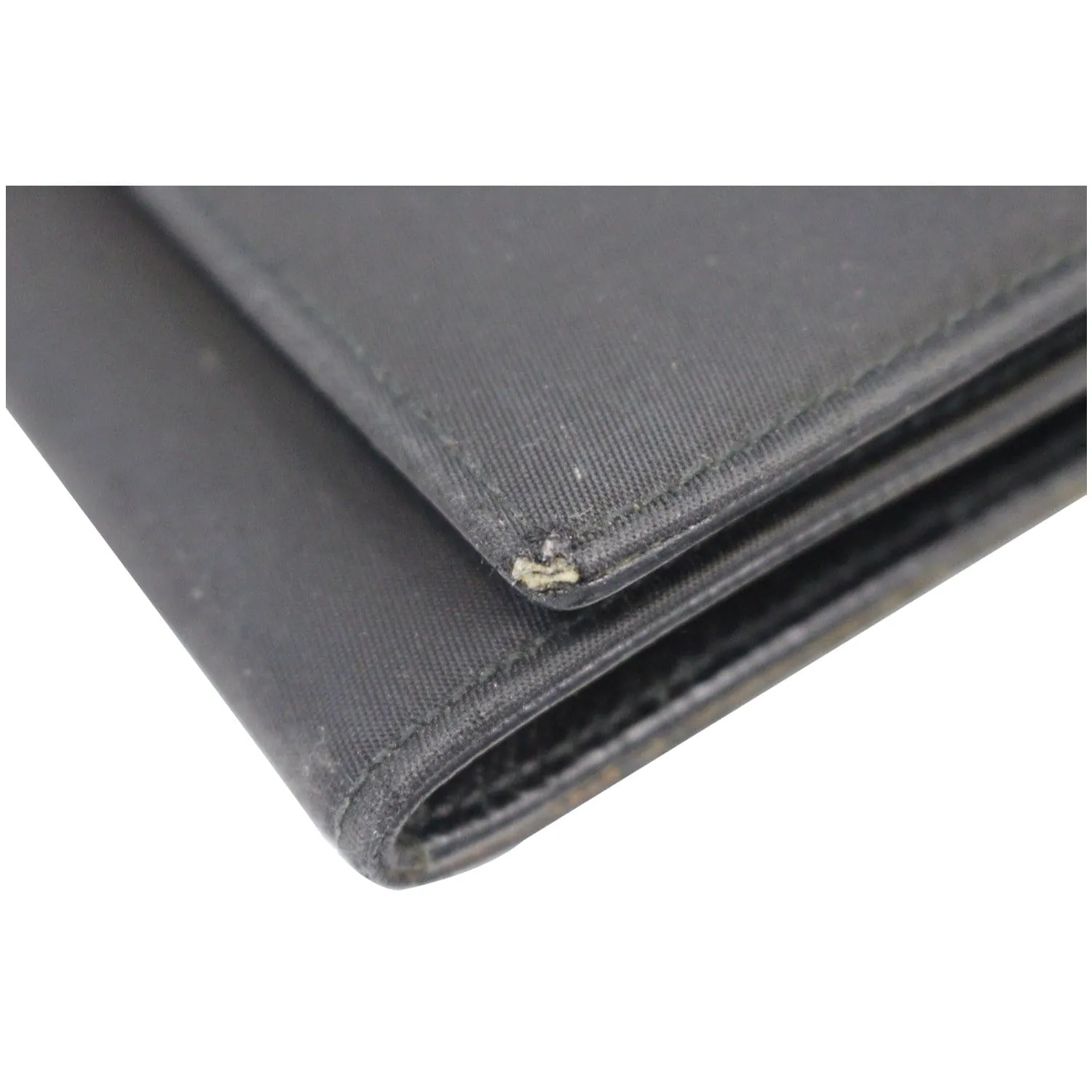 PRADA Nylon Checkbook Cover Wallet Black