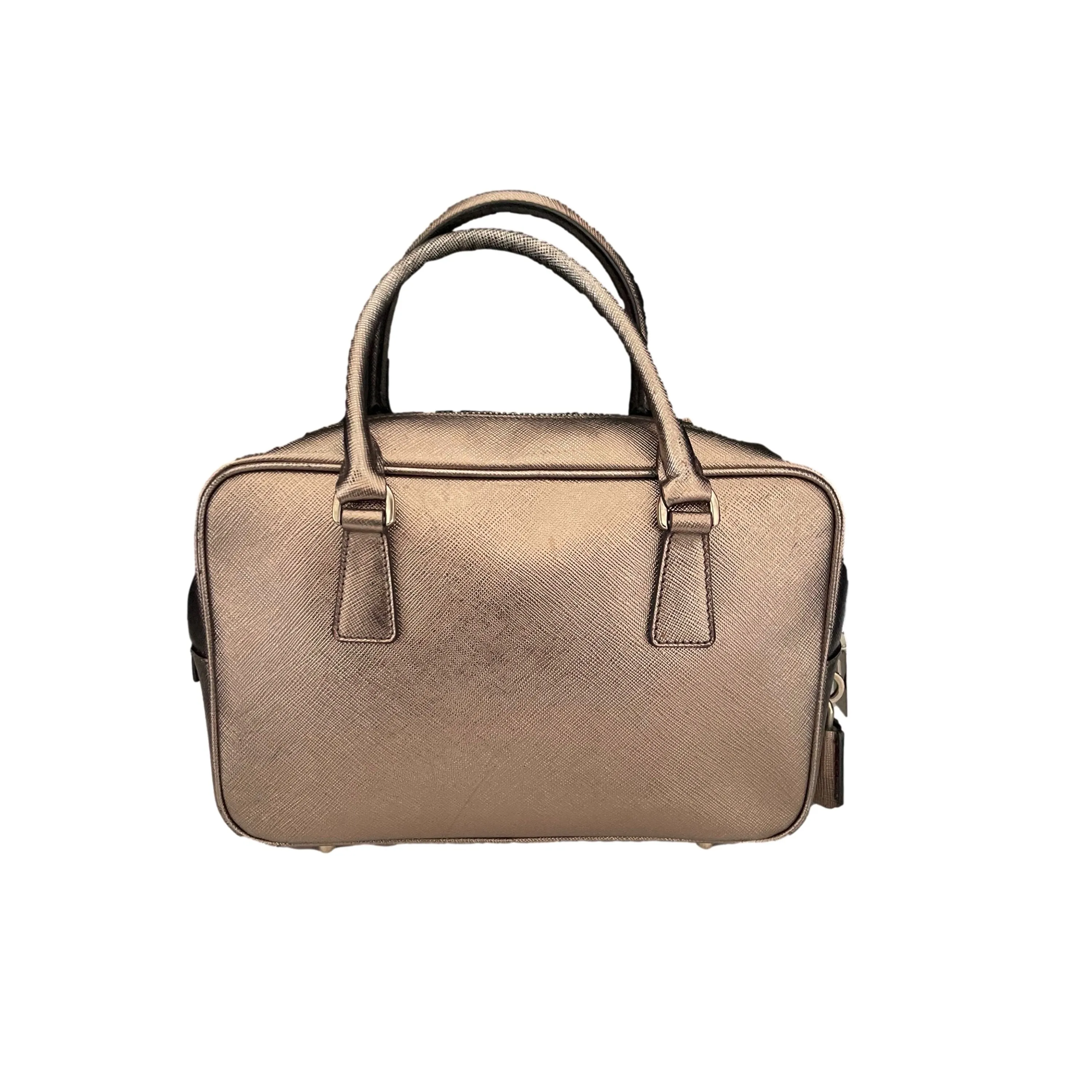 Prada Pewter Logo Top Handle Bag
