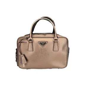 Prada Pewter Logo Top Handle Bag