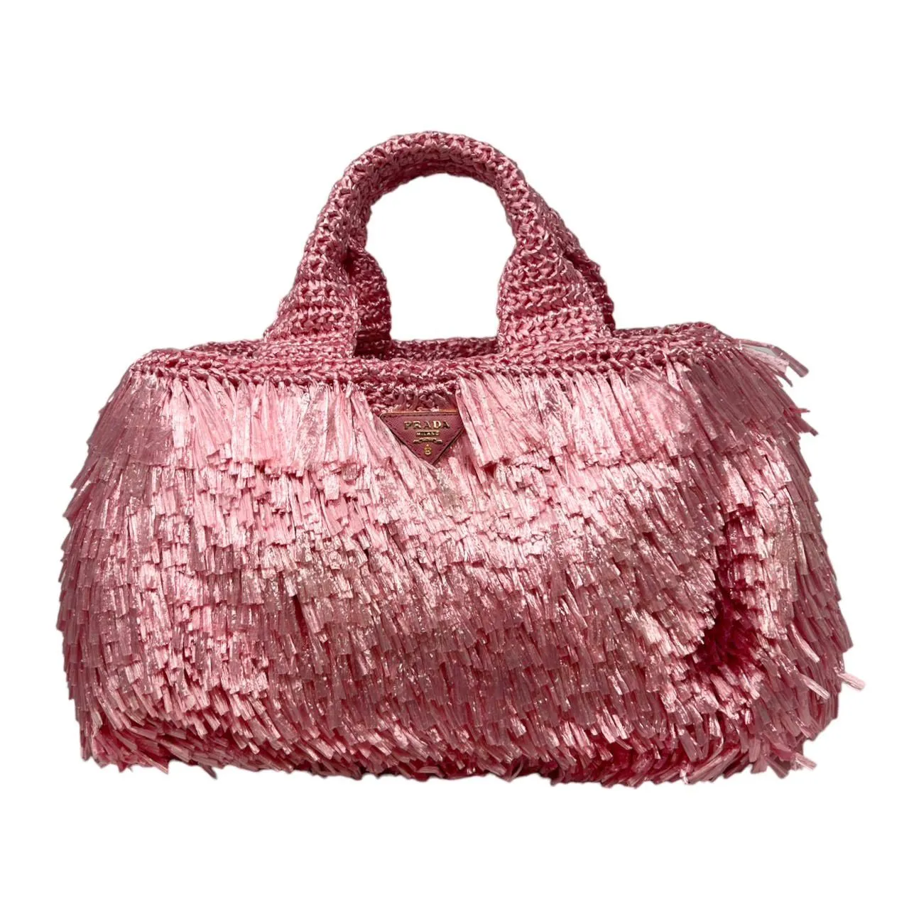 Prada Pink Fringe Jumbo Top Handle Bag