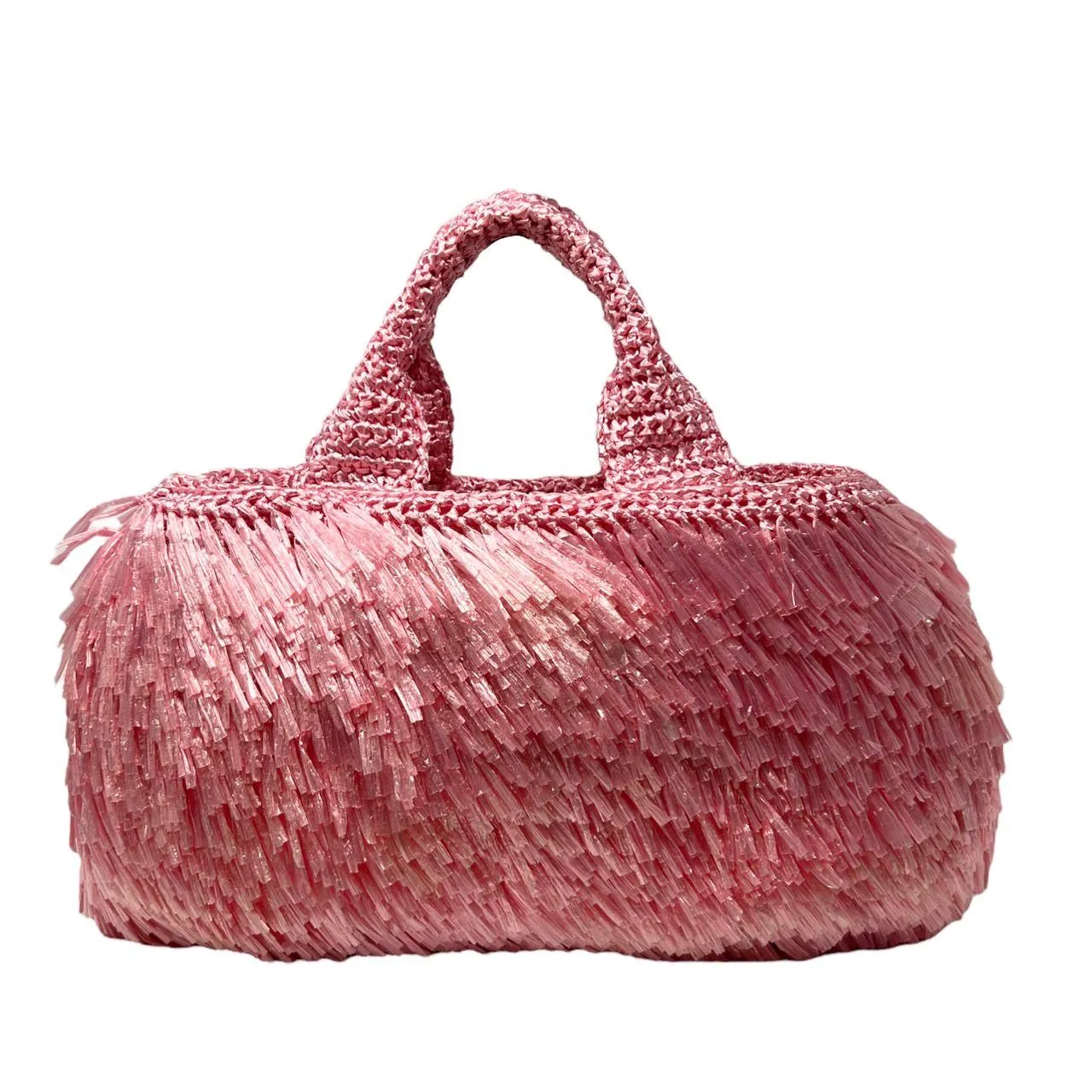 Prada Pink Fringe Jumbo Top Handle Bag