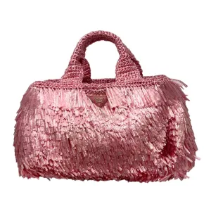 Prada Pink Fringe Jumbo Top Handle Bag