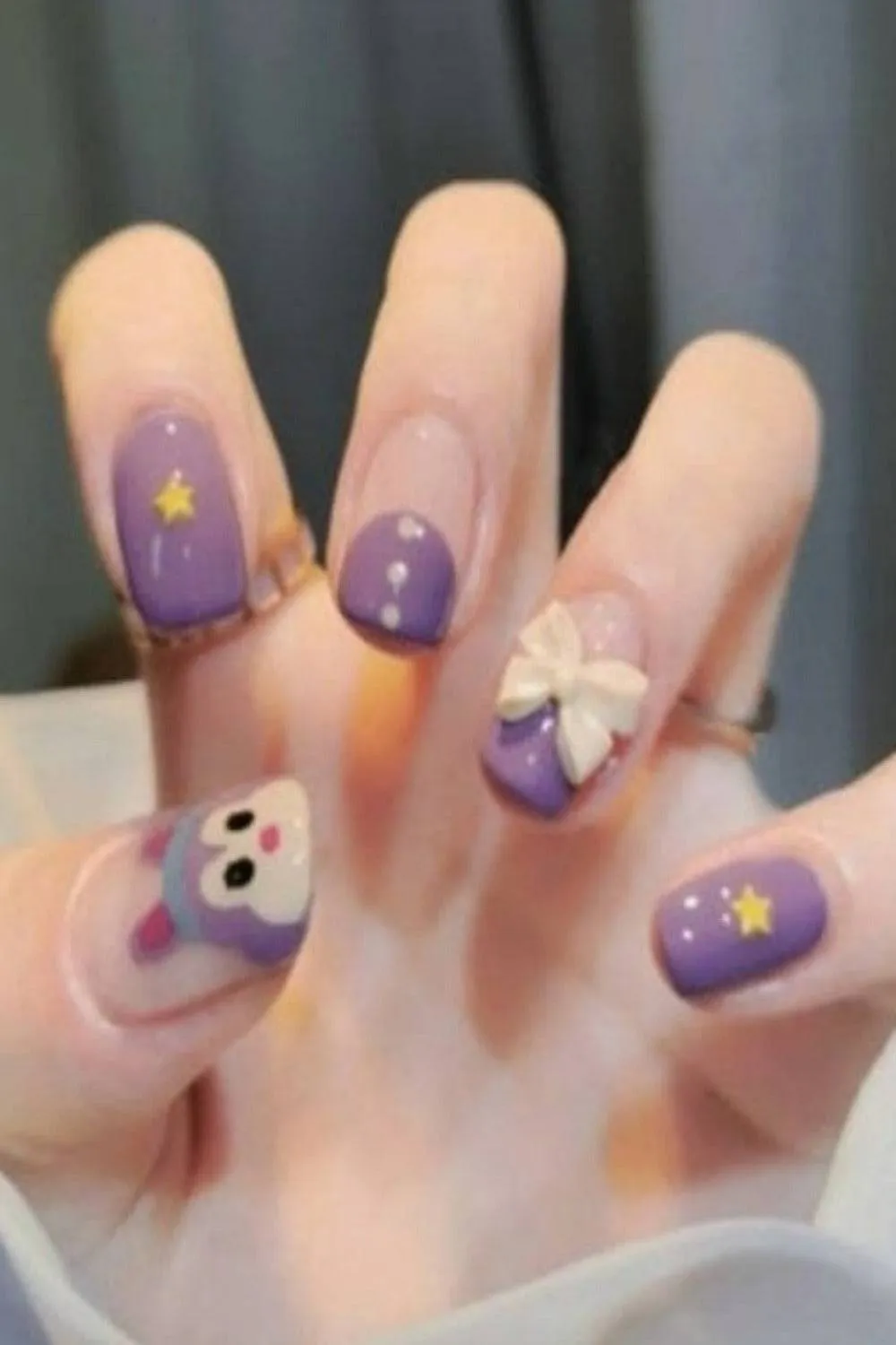 Press On Nails Purple Glossy Square 3D Nail Kit