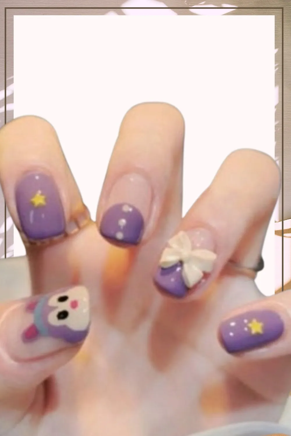 Press On Nails Purple Glossy Square 3D Nail Kit