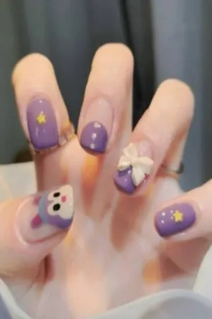Press On Nails Purple Glossy Square 3D Nail Kit