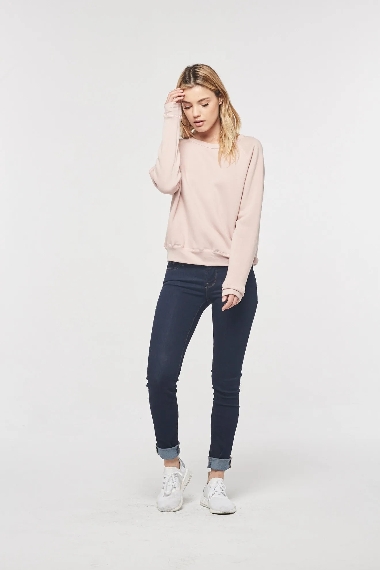 Project Social T Hudson Raglan Sweatshirt | Cameo Rose, Heather Grey