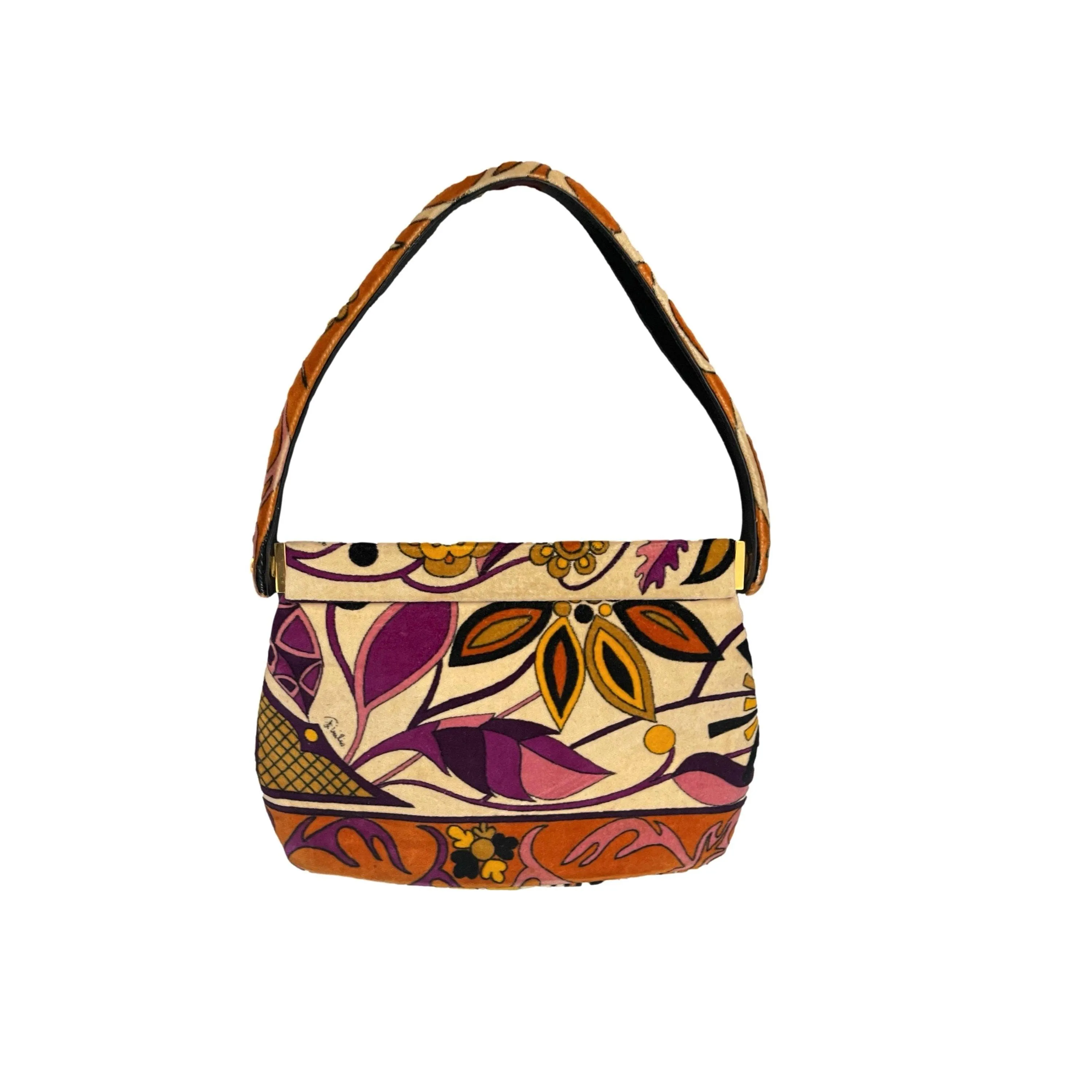 Pucci Amber Print Velvet Clasp Shoulder Bag