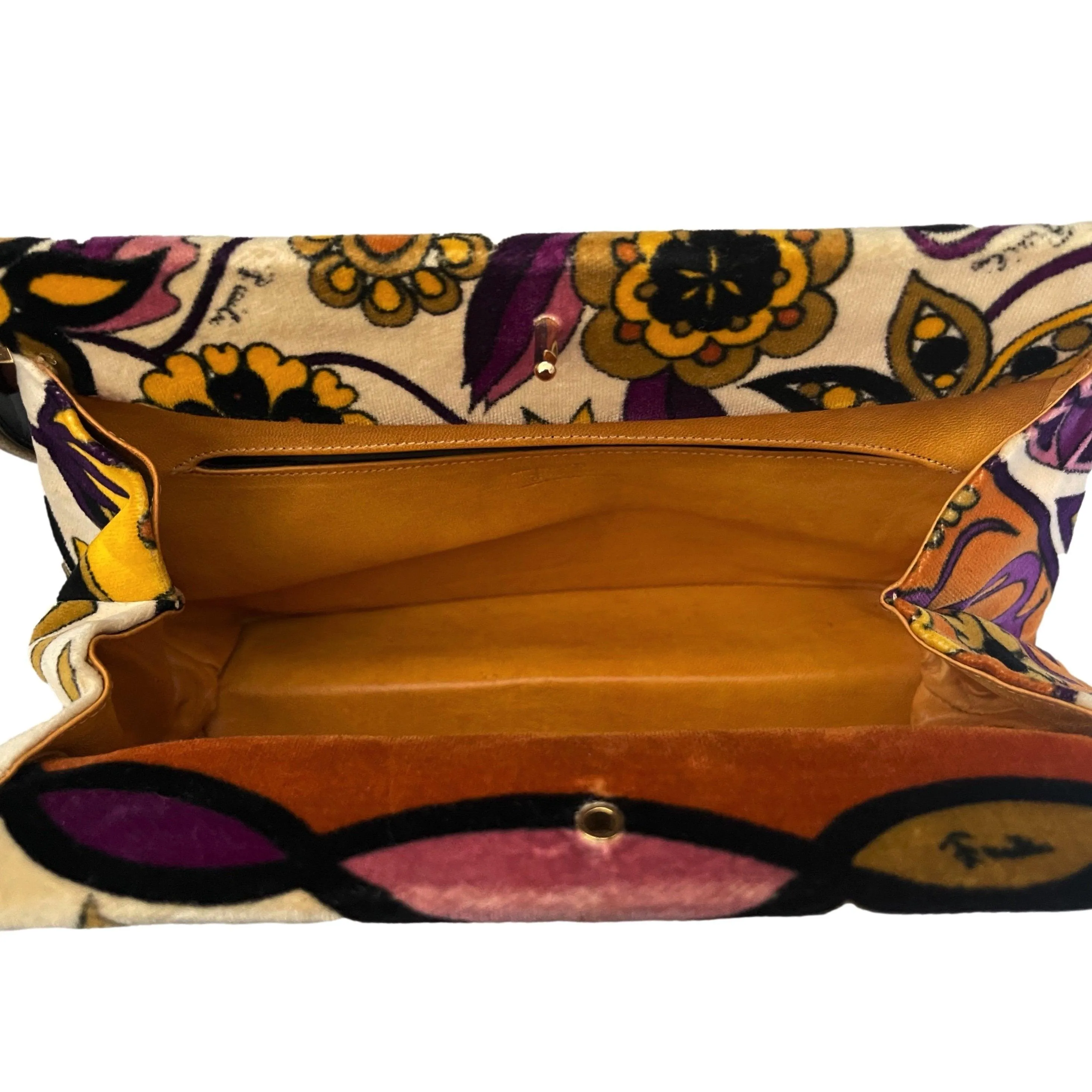 Pucci Amber Print Velvet Clasp Shoulder Bag