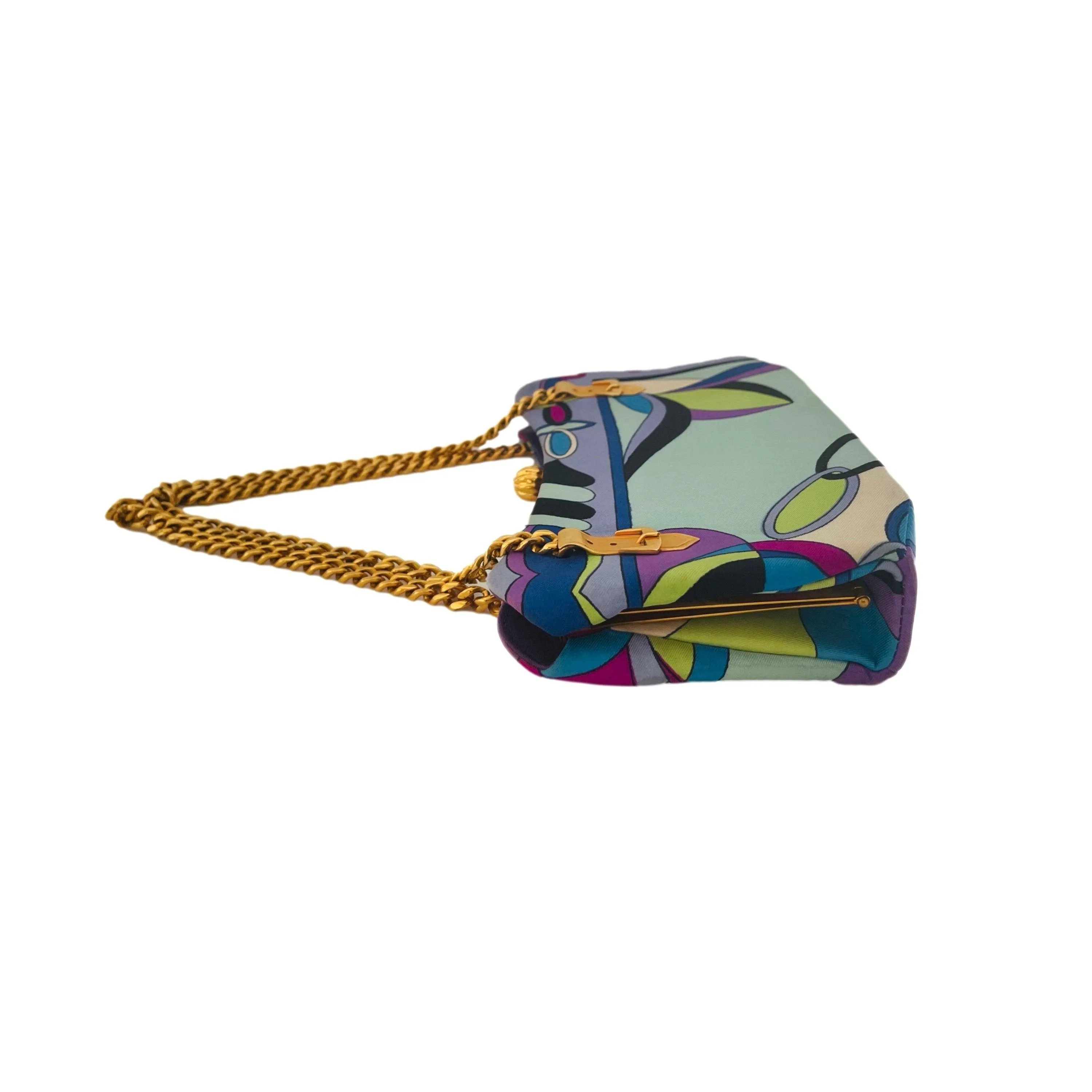 Pucci Baby Blue Silk Mini Chain Bag
