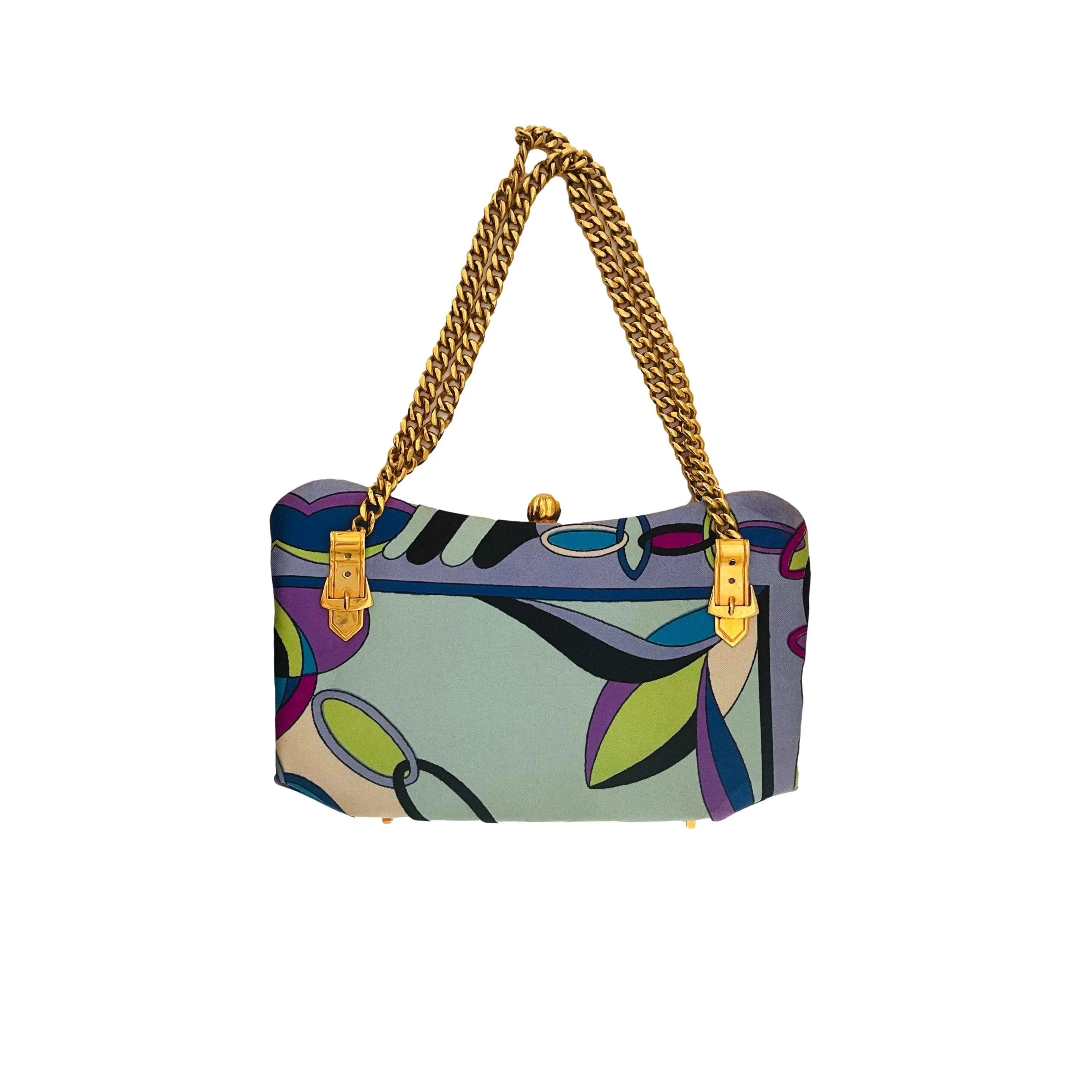 Pucci Baby Blue Silk Mini Chain Bag