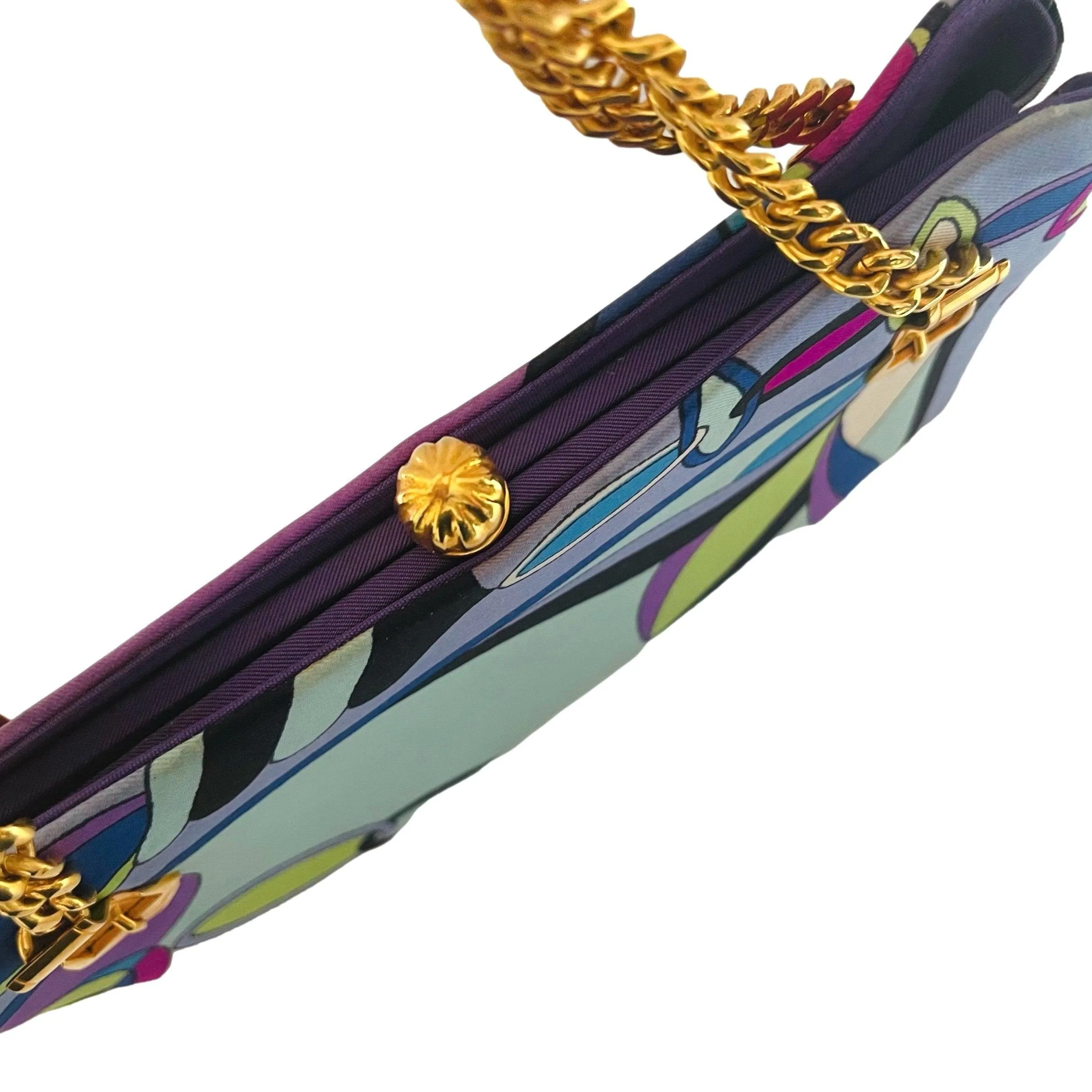 Pucci Baby Blue Silk Mini Chain Bag