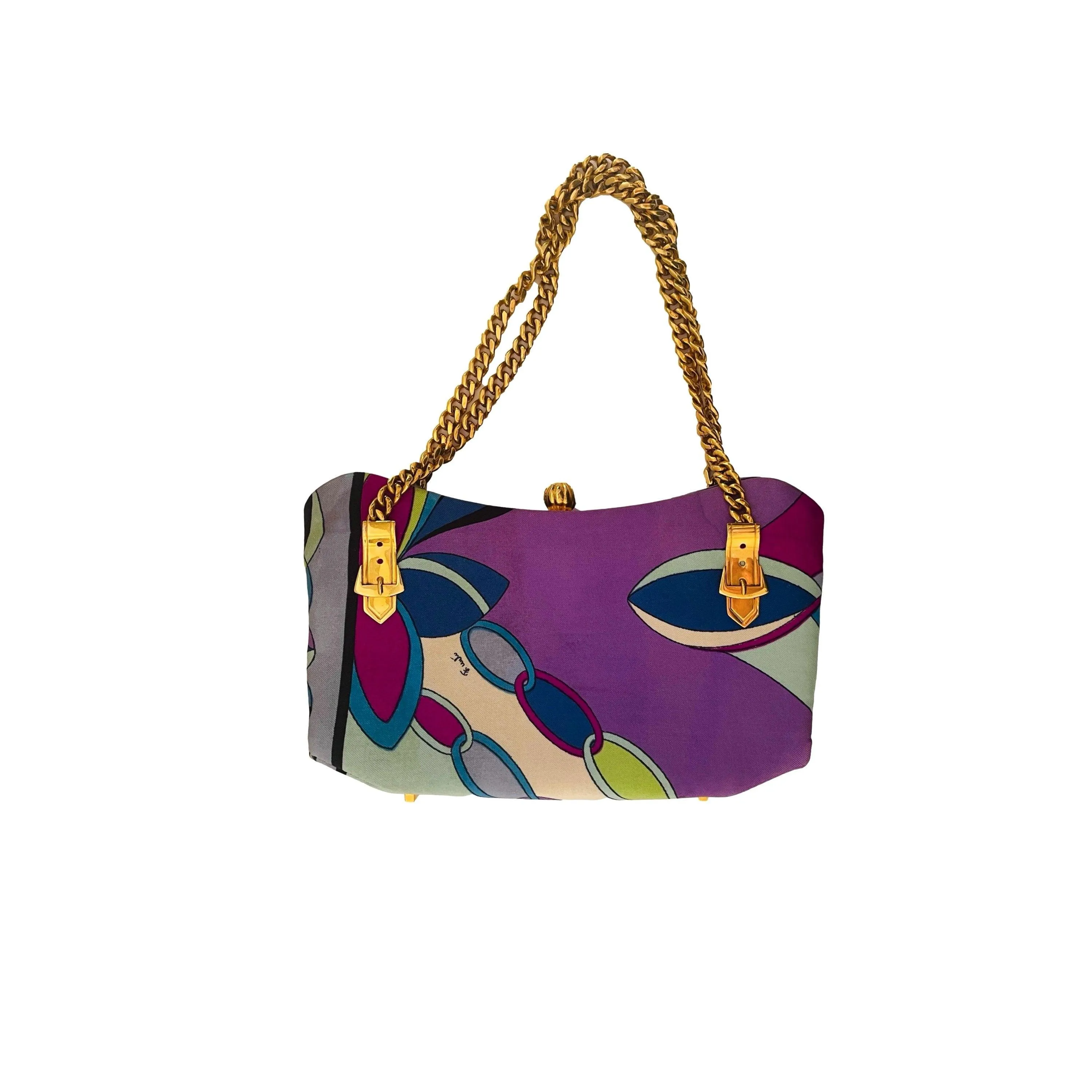 Pucci Baby Blue Silk Mini Chain Bag