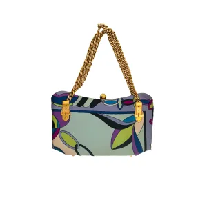 Pucci Baby Blue Silk Mini Chain Bag