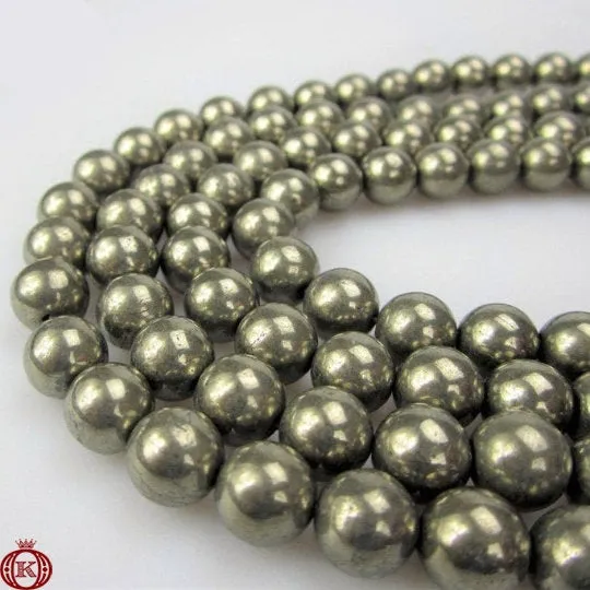 Pyrite Beads Smooth Round