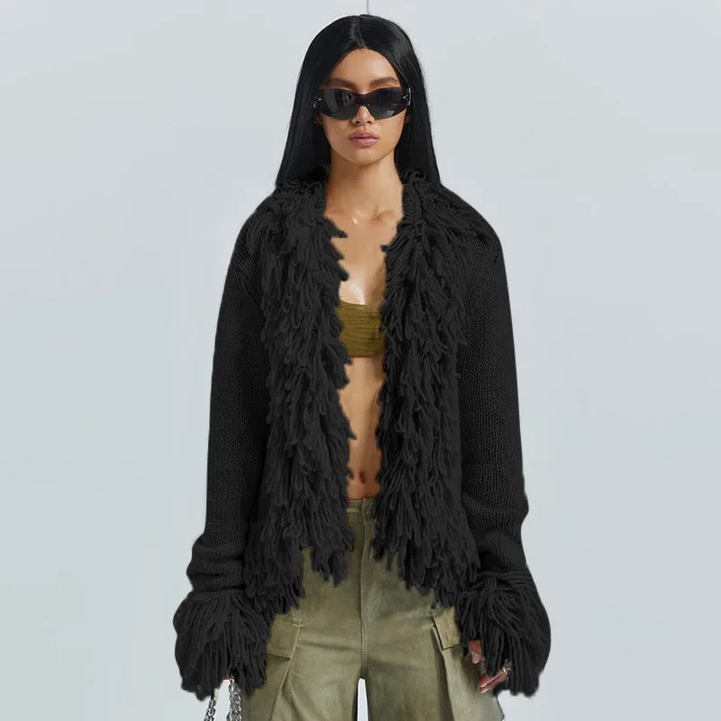 Q23TP379European and american women's clothing2023Autumn and Winter New Fashion Street Versatile Long Sleeve Sweater Coat Tops Wholesale