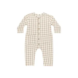 Quincy Mae Pocketed Woven Jumpsuit - Cinnamon Plaid