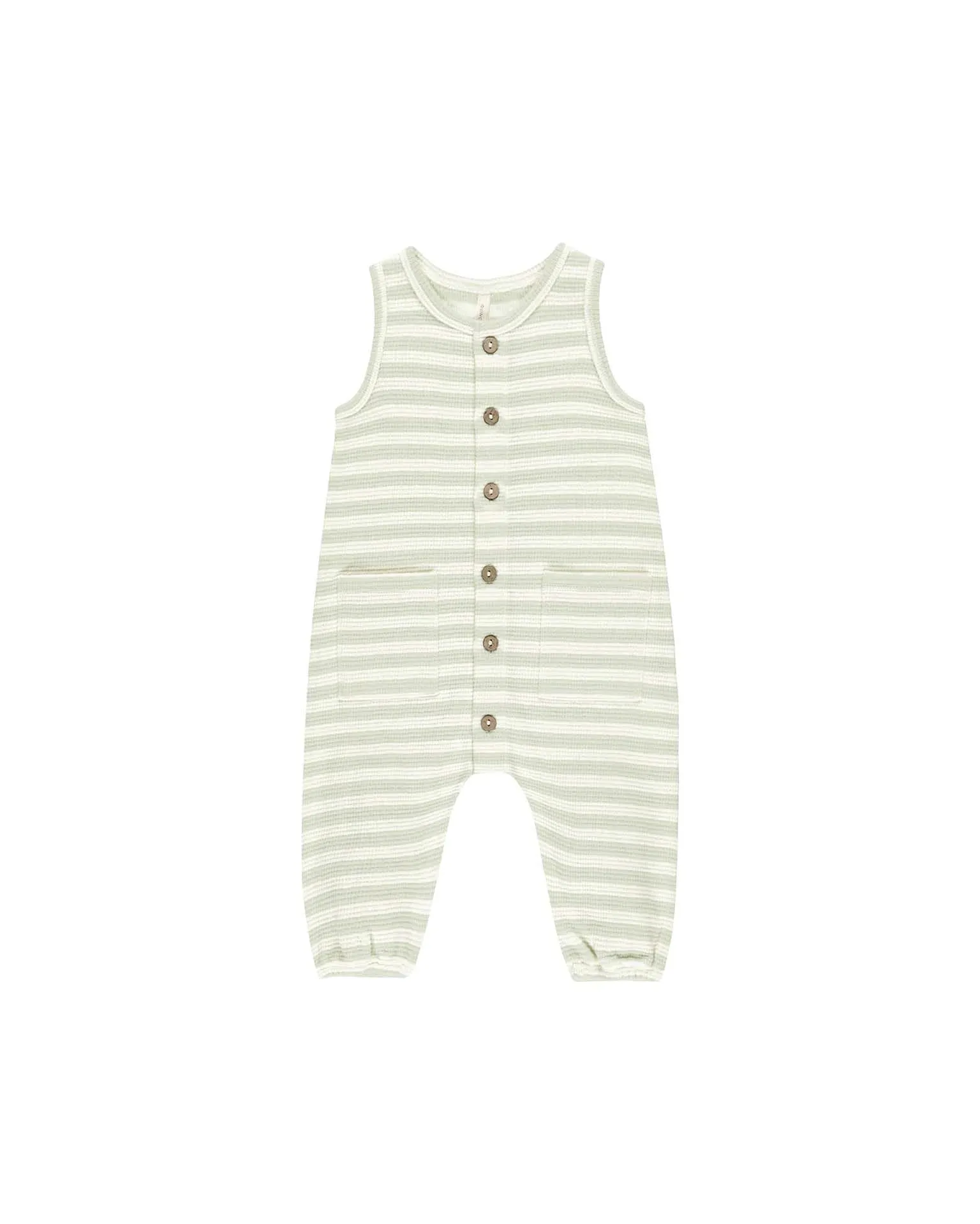 QUINCY MAE WAFFLE JUMPSUIT || MINT STRIPE
