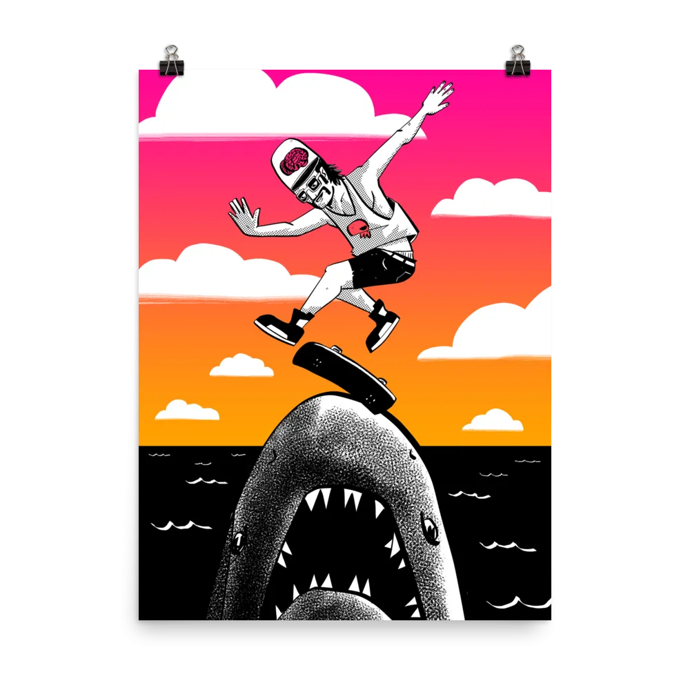 "Kickflip the Shark" Poster