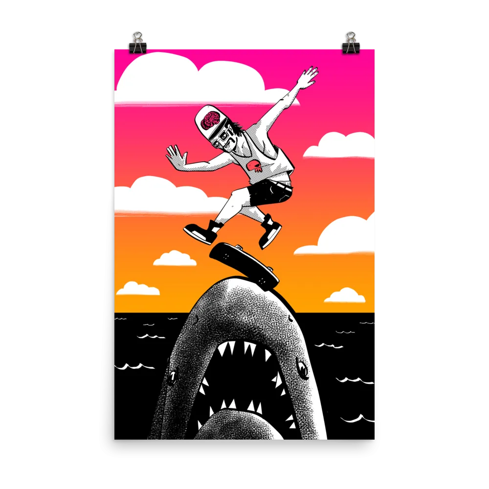 "Kickflip the Shark" Poster