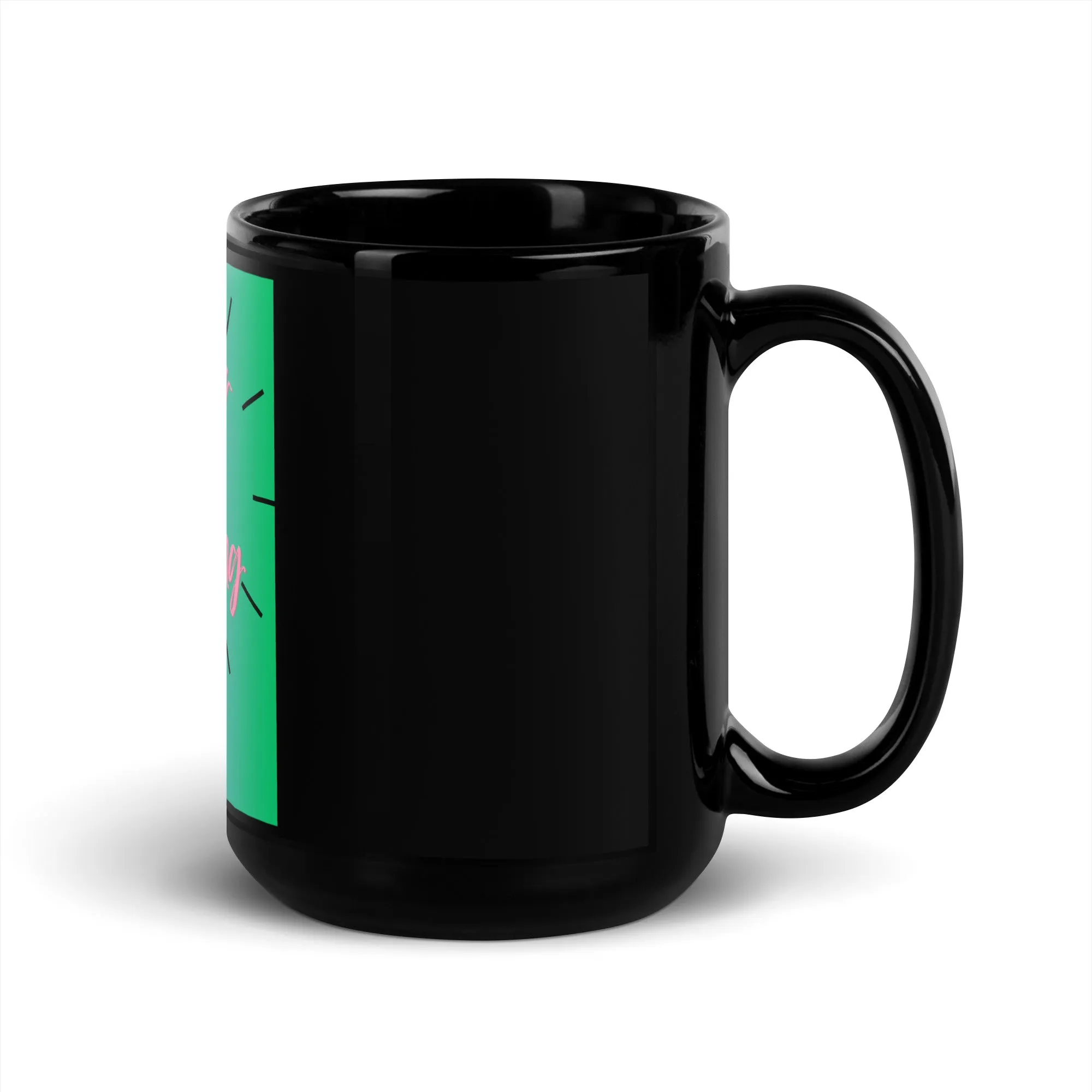 Rather Be Stitching Black Glossy Mug