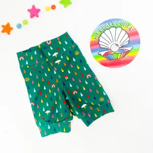 Ready To Ship 4-5Y Green Raindrops Kids Shorts