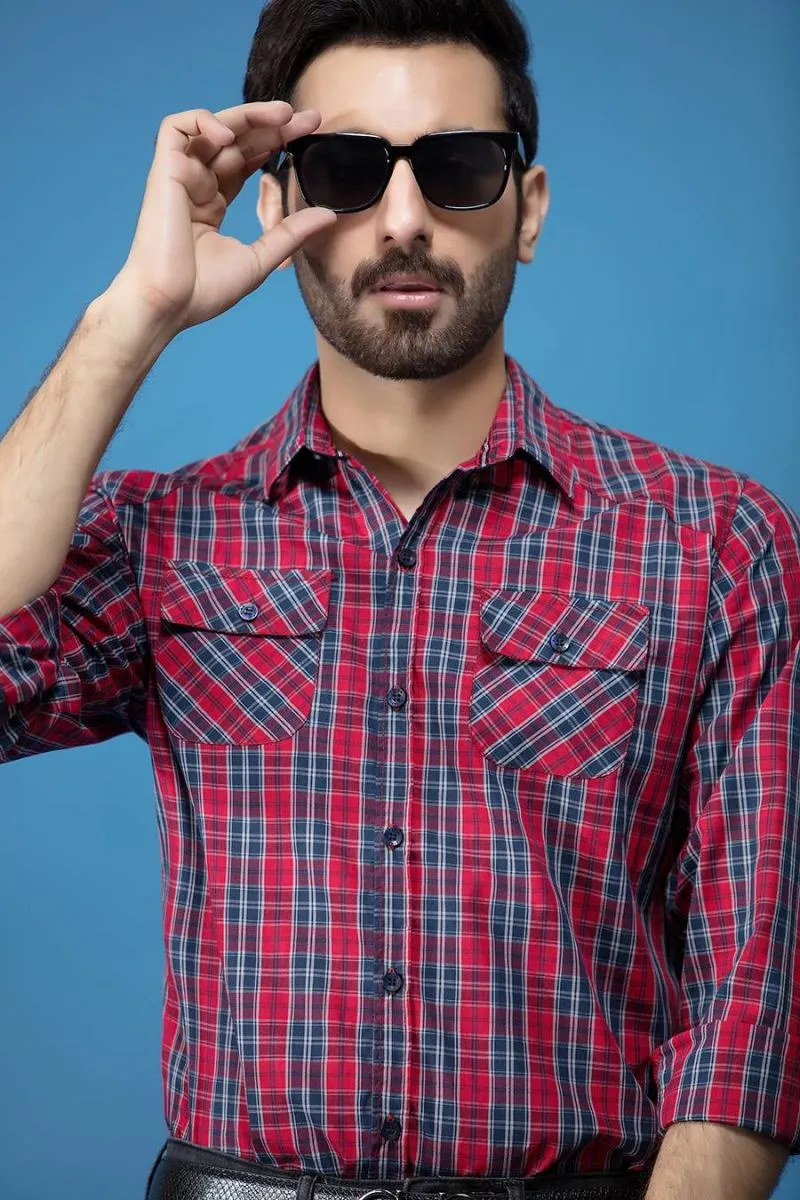 Red Casual Shirt FS Regular Fit