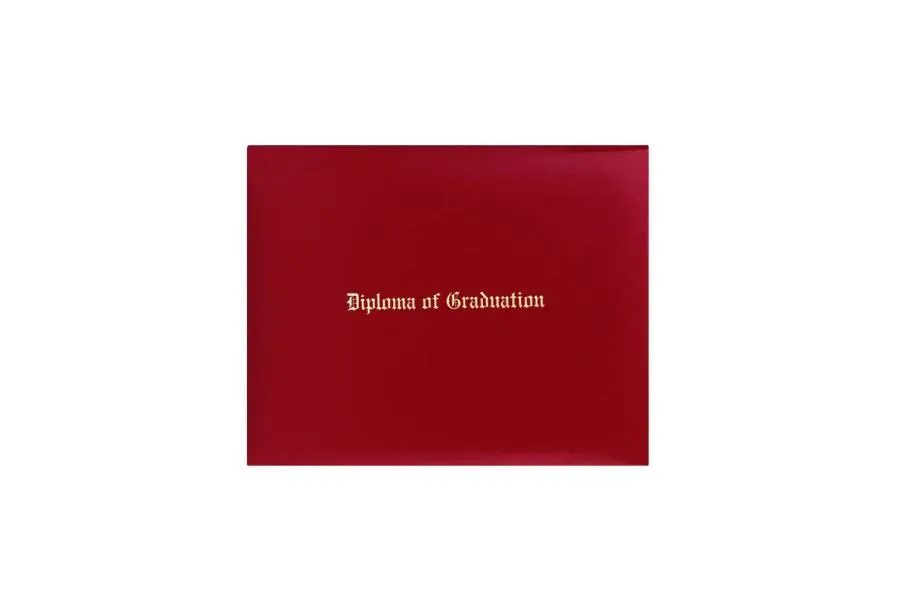 Red Imprinted Graduation Diploma Cover - College & High School Diploma Covers