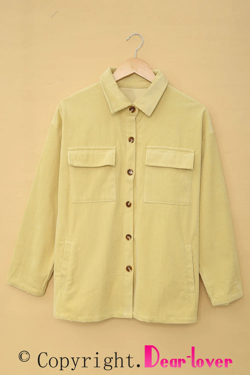 Red Pocketed Button Ribbed Textured Shacket