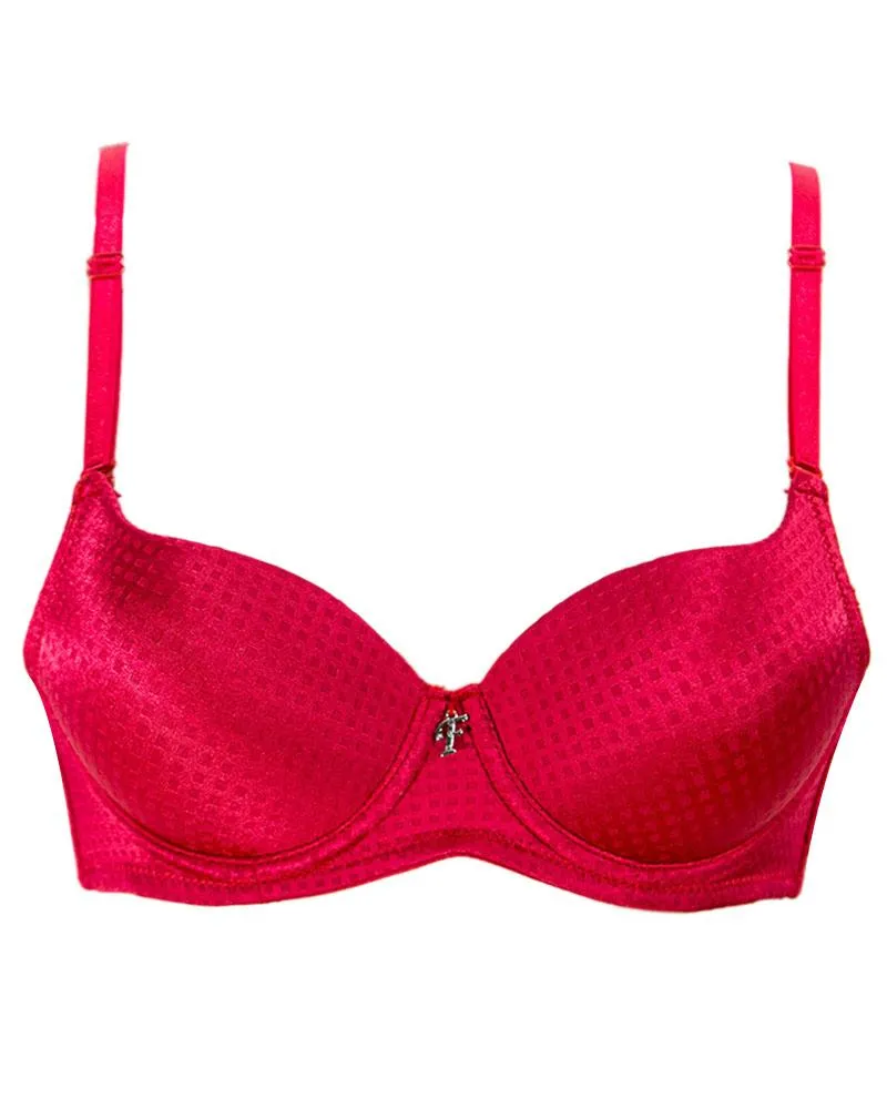 Red Soft Padded Flourish Bra - Single Padded Underwired Bra - FL983