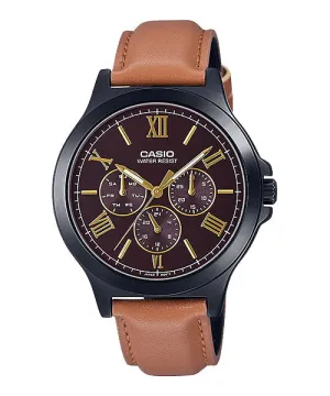 Reloj casual correa de cuero MTP-V300BL-5A