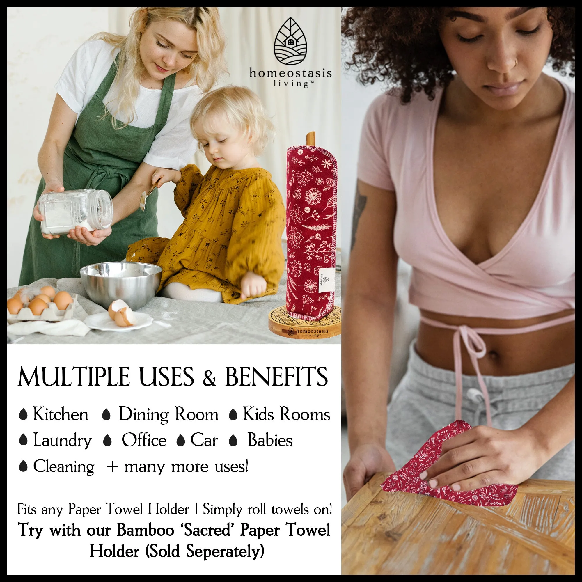 REusable Paper Towels (Botanical - Shades - Berry)