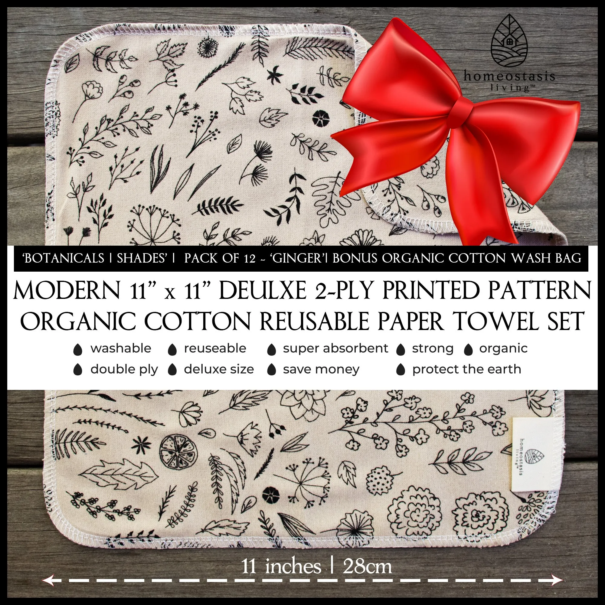 REusable Paper Towels (Botanical - Shades - Ginger)