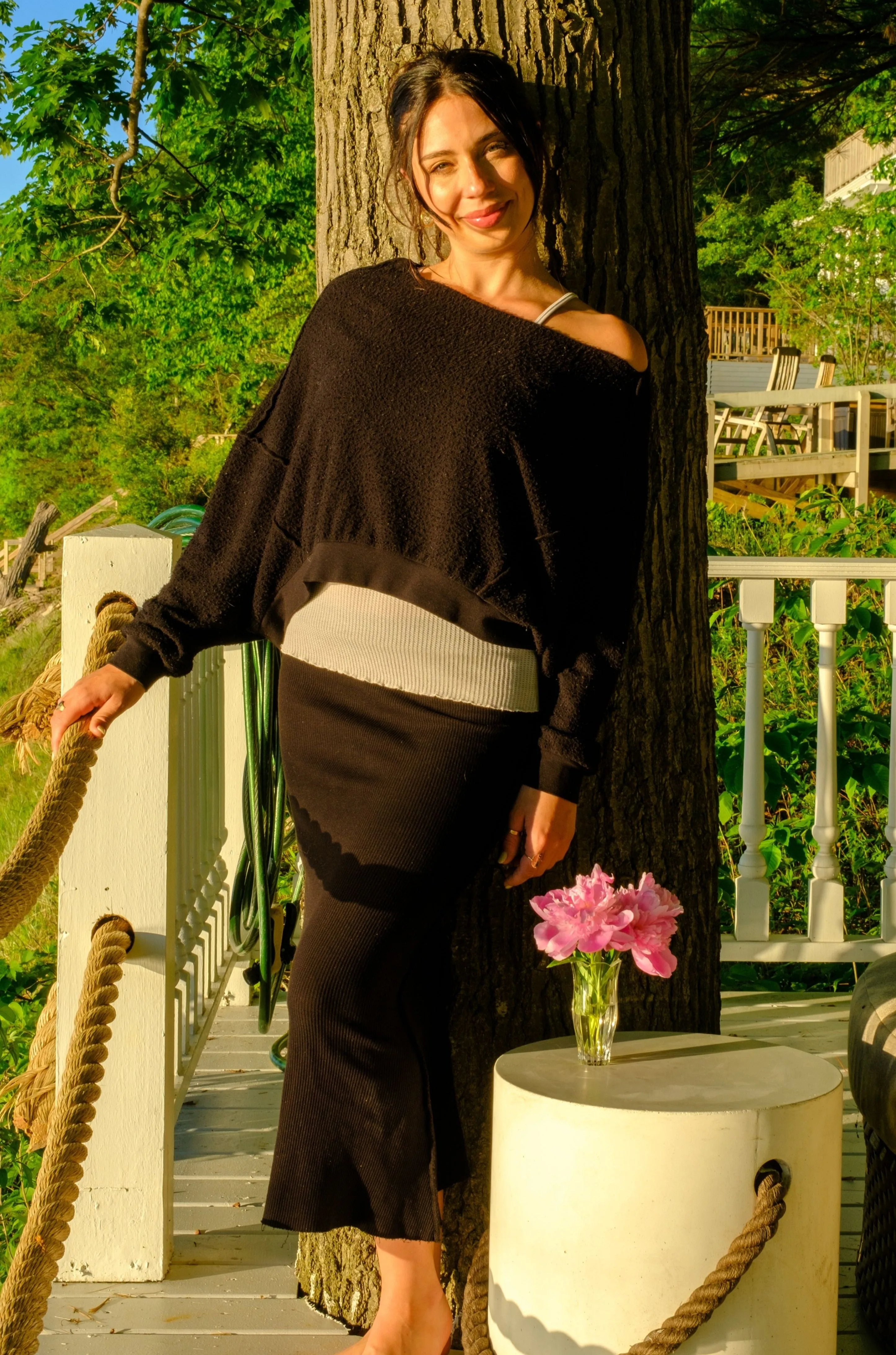 REVERSE FLEECE SWEATSHIRT - BLACK