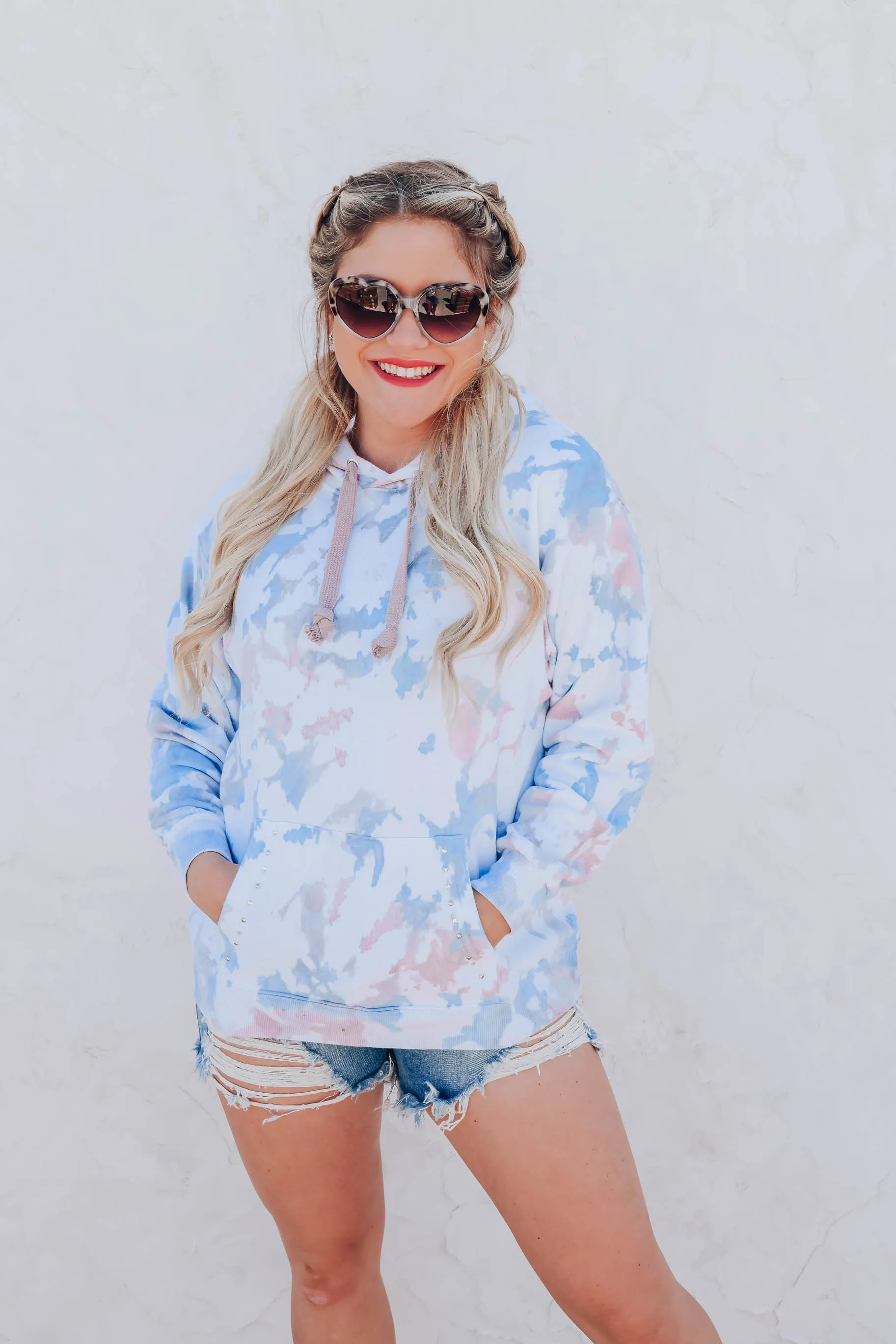 Rhinestone Skull Pocketed Hoodie