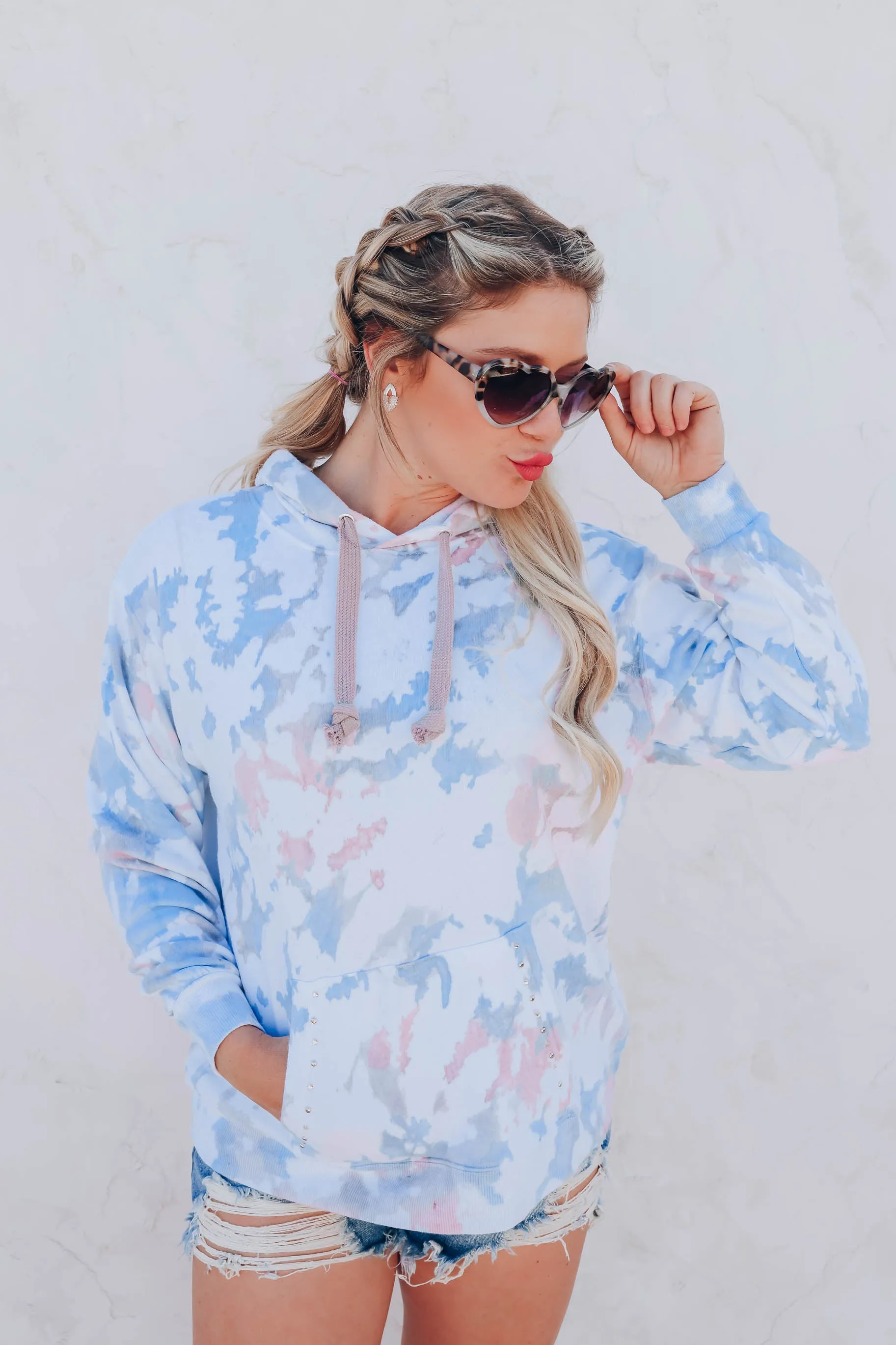 Rhinestone Skull Pocketed Hoodie