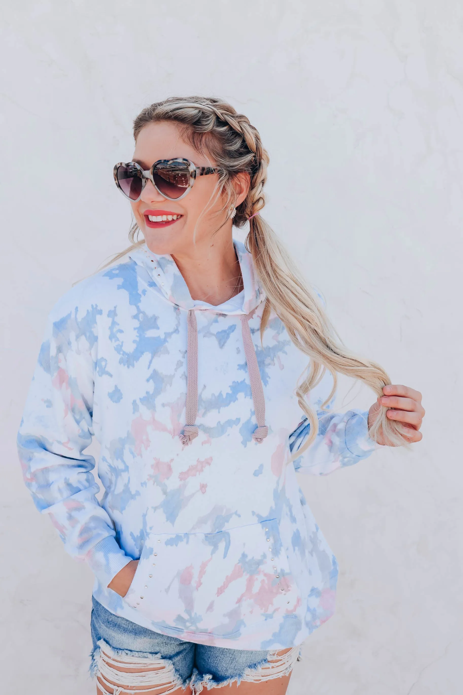 Rhinestone Skull Pocketed Hoodie