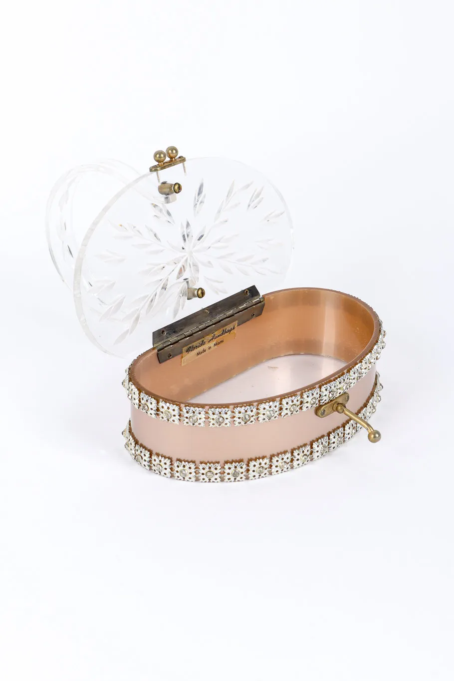 Rhinestone Trim Lucite Box Bag