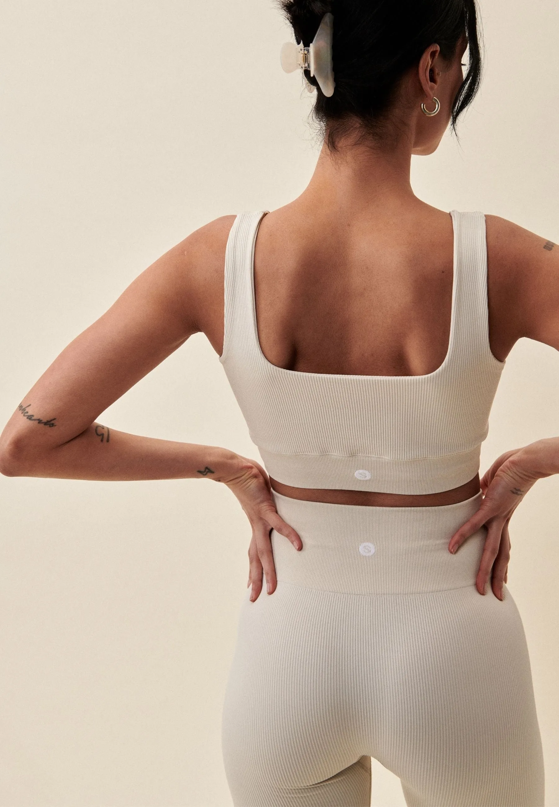 Ribbed Seamless Square Neck Bra  - Marshmallow