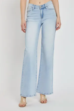 RISEN Wide Leg V Dipped Front Waist Jeans