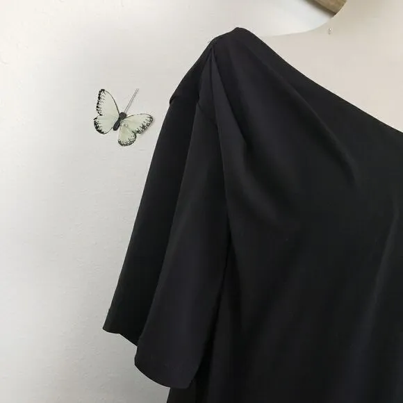 Robbie Bee casual draped career dress black