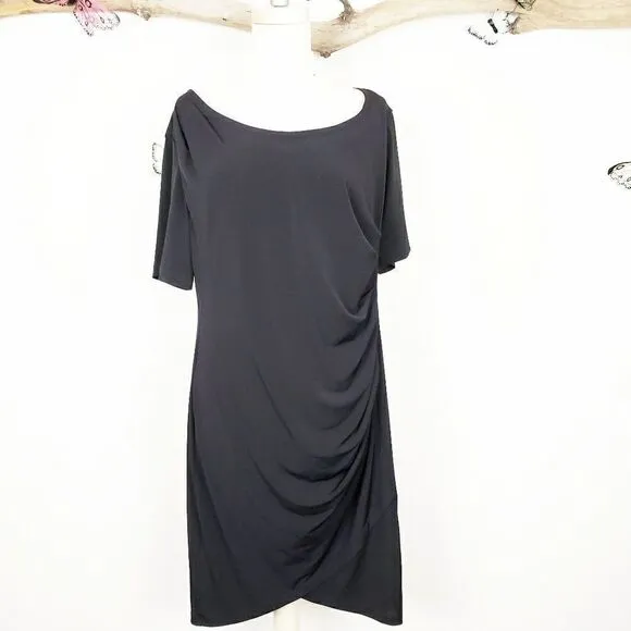 Robbie Bee casual draped career dress black