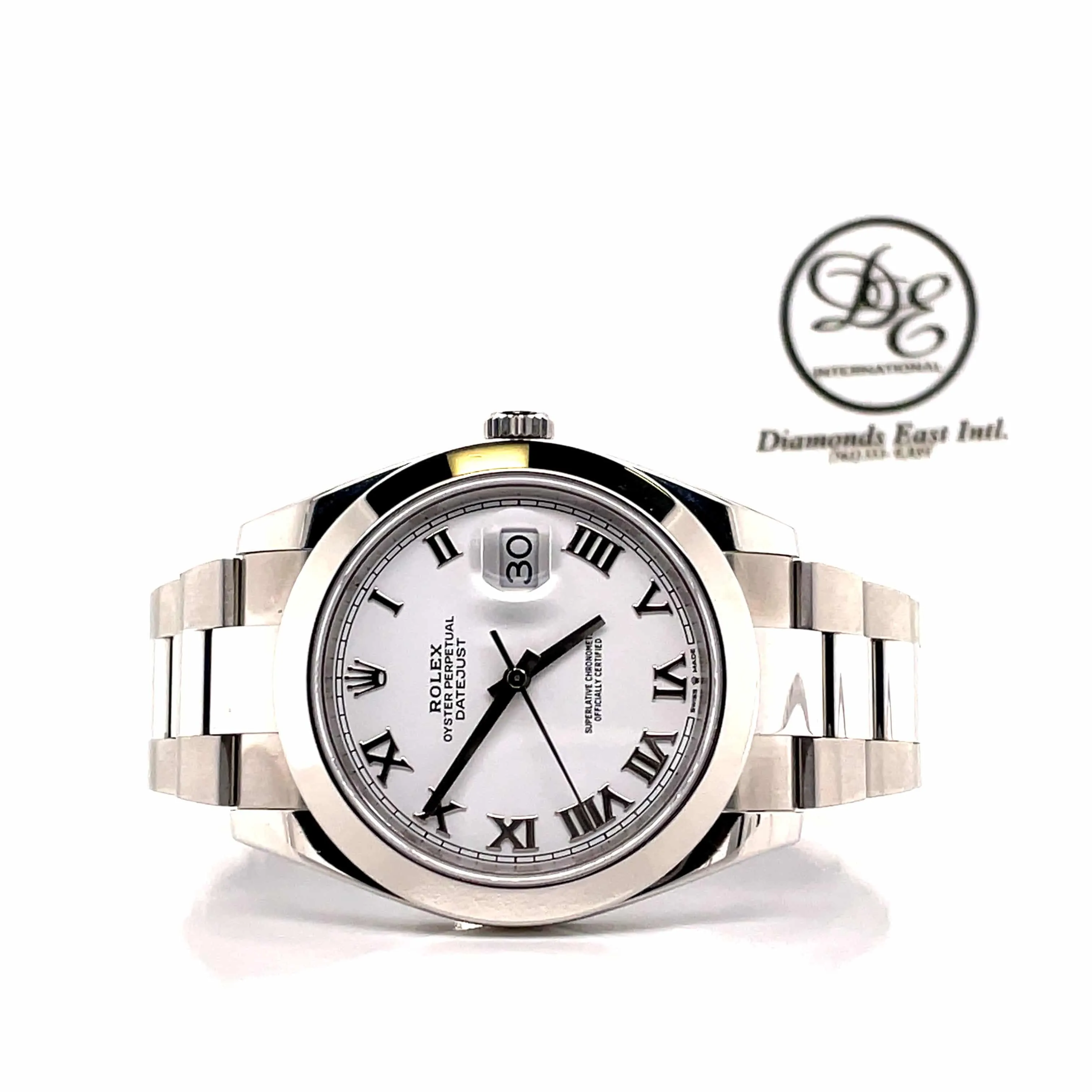 Rolex Datejust 126300 41mm White Roman Dial Smooth Bezel