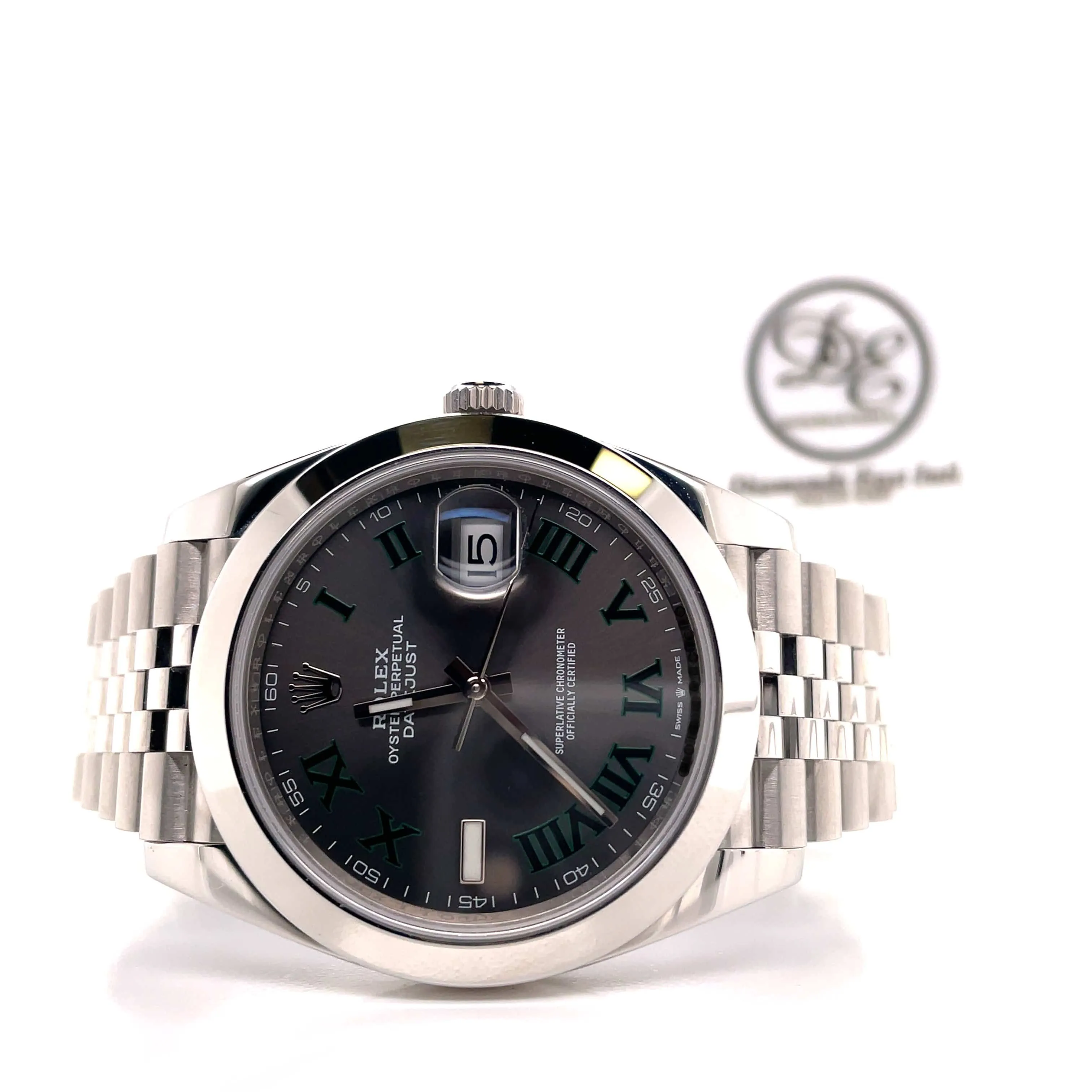Rolex DateJust 41mm 126300 Federer Dial Smooth Bezel Preowned box and papers